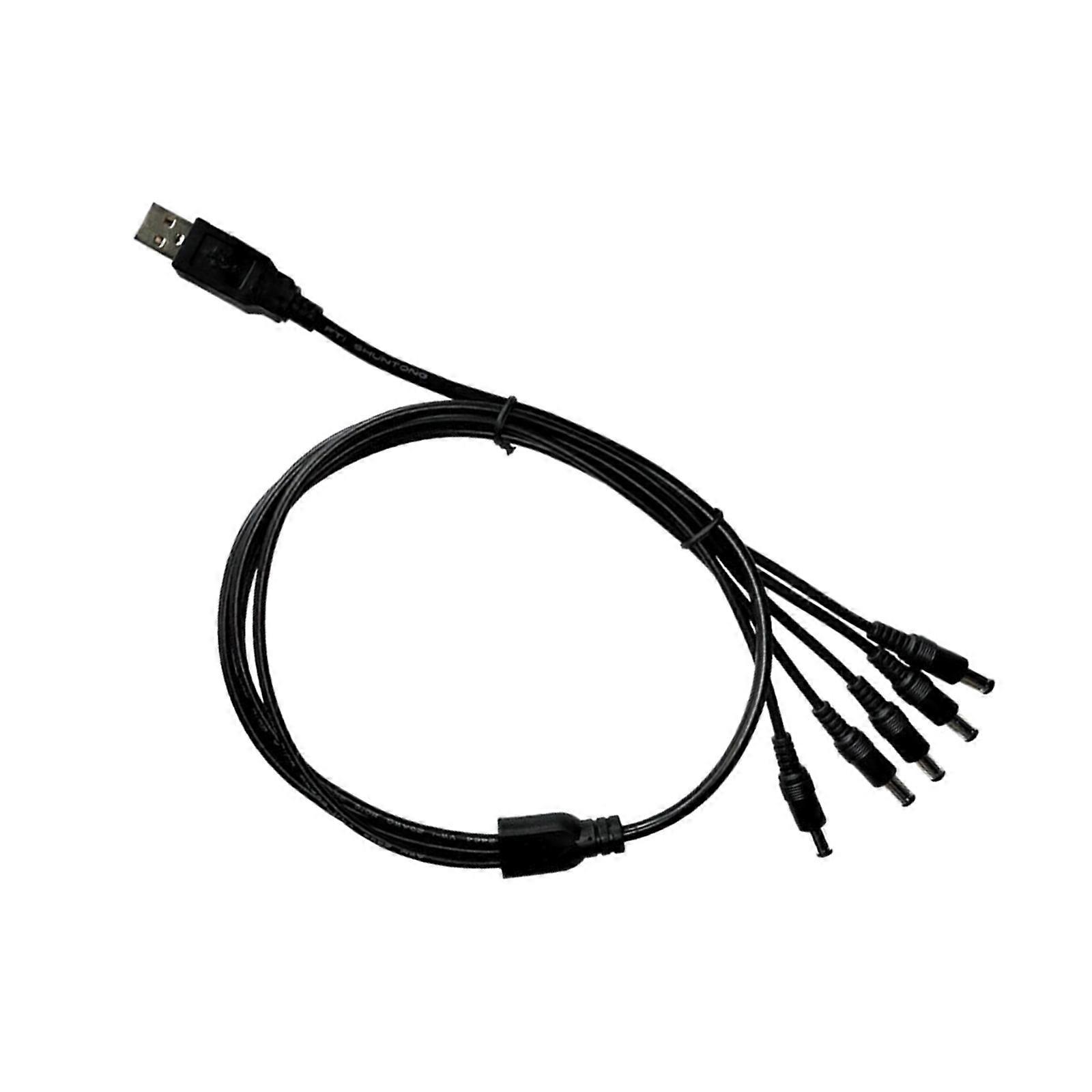 USB Power Cord Splitter USB to 5.5x2.1mm Charging Cable for 5V Devices with 5.5mmx2.1mm Plugs 120W Output Multicolor