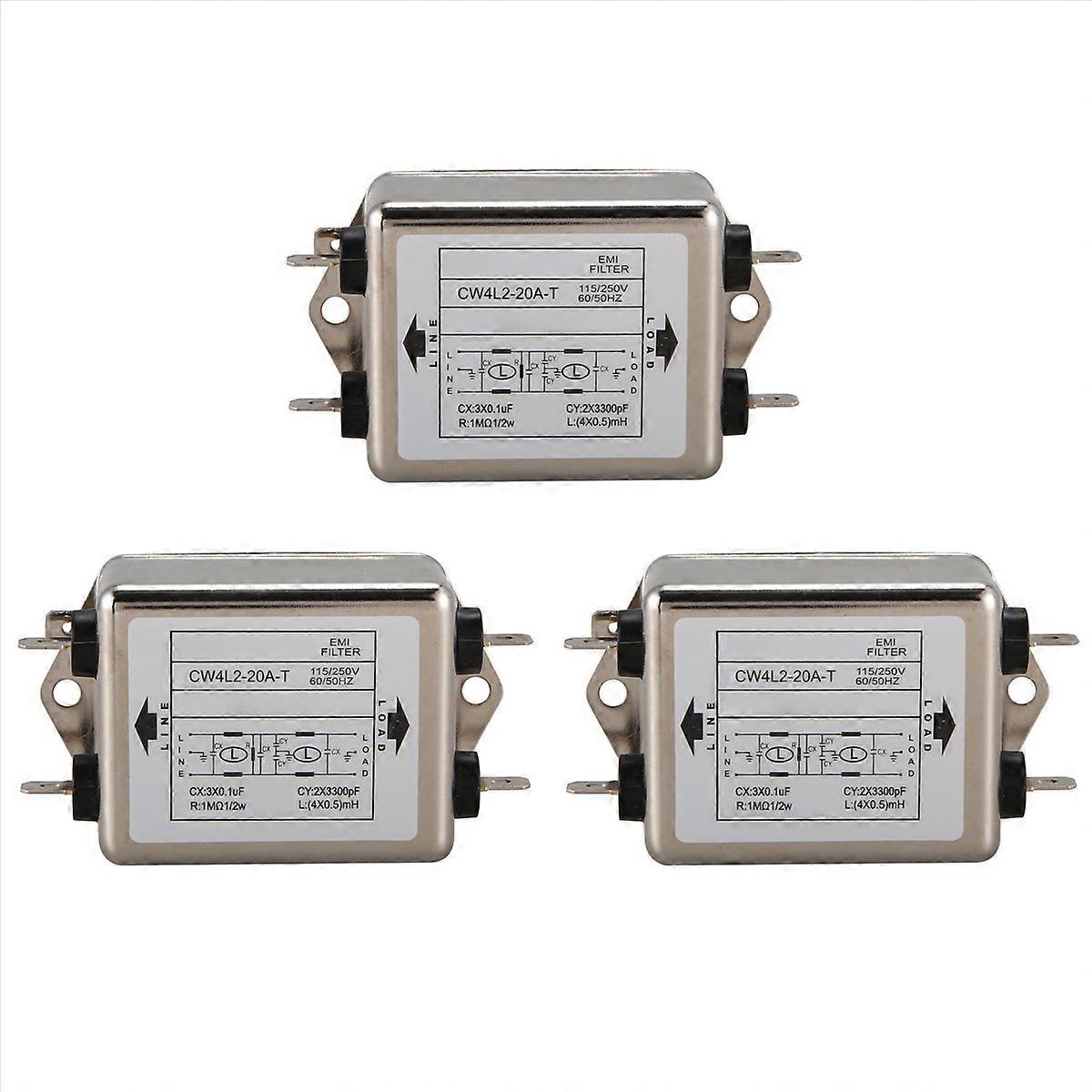 3X Power Filter CW4L2-20A-T Single Phase AC 115V / 250V 20A 50/60HZ