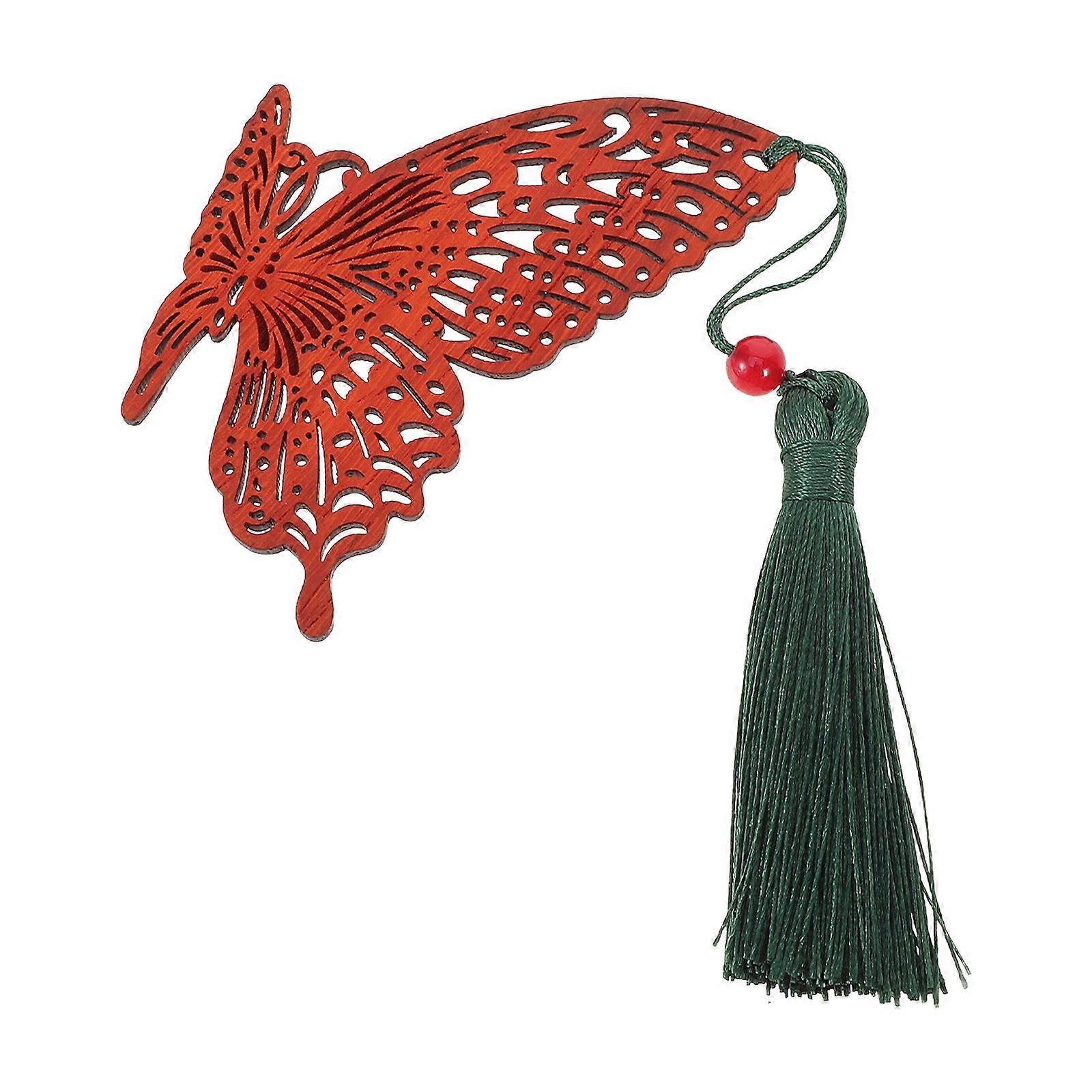 Dark Red Butterfly Modeling Wood Bookmark for Reading Design