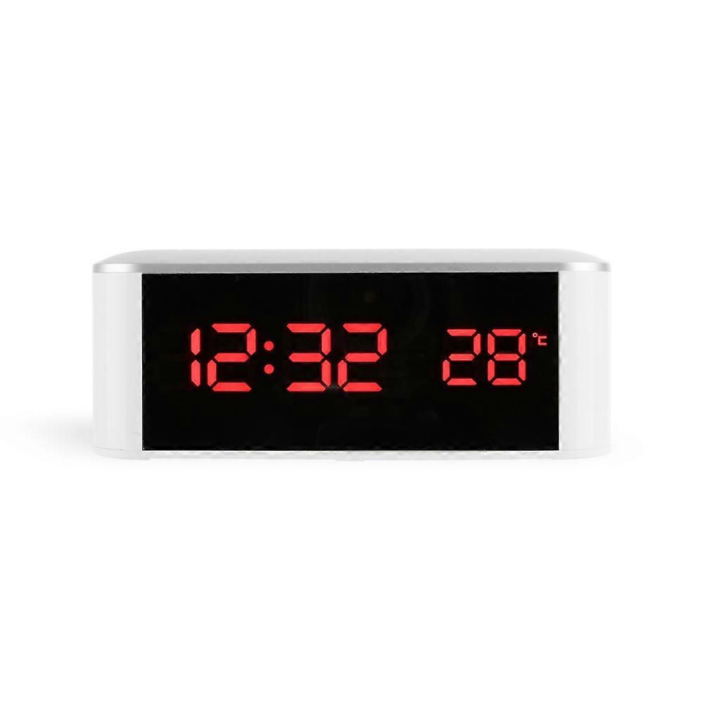 LED Alarm Clock Thermometer Digital Wall Clock,Red Words
