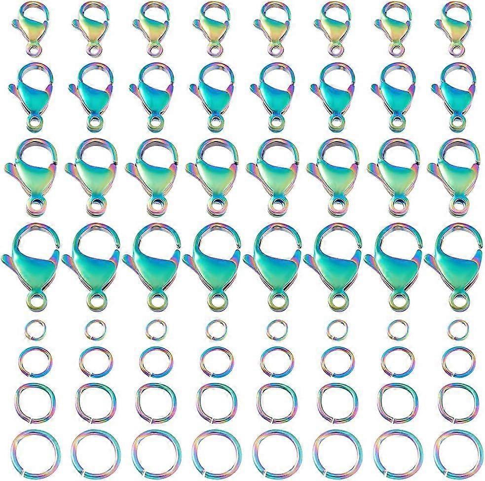 112pcs 4 Sizes Lobster Clasps and Open Jump Rings Set 304 Stainless Steel Lobster Claw Clasps Connectors Jewellery Links for Bracelets Keychain Pendan