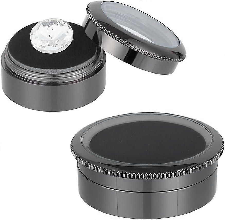 2 Sizes Gemstone Display Box 1.2 1.7 Inch Gem Display Case Cylindrical Alloy Jewelry Box Container Jewelry Organizer with Clear Top Lids for Diamond R