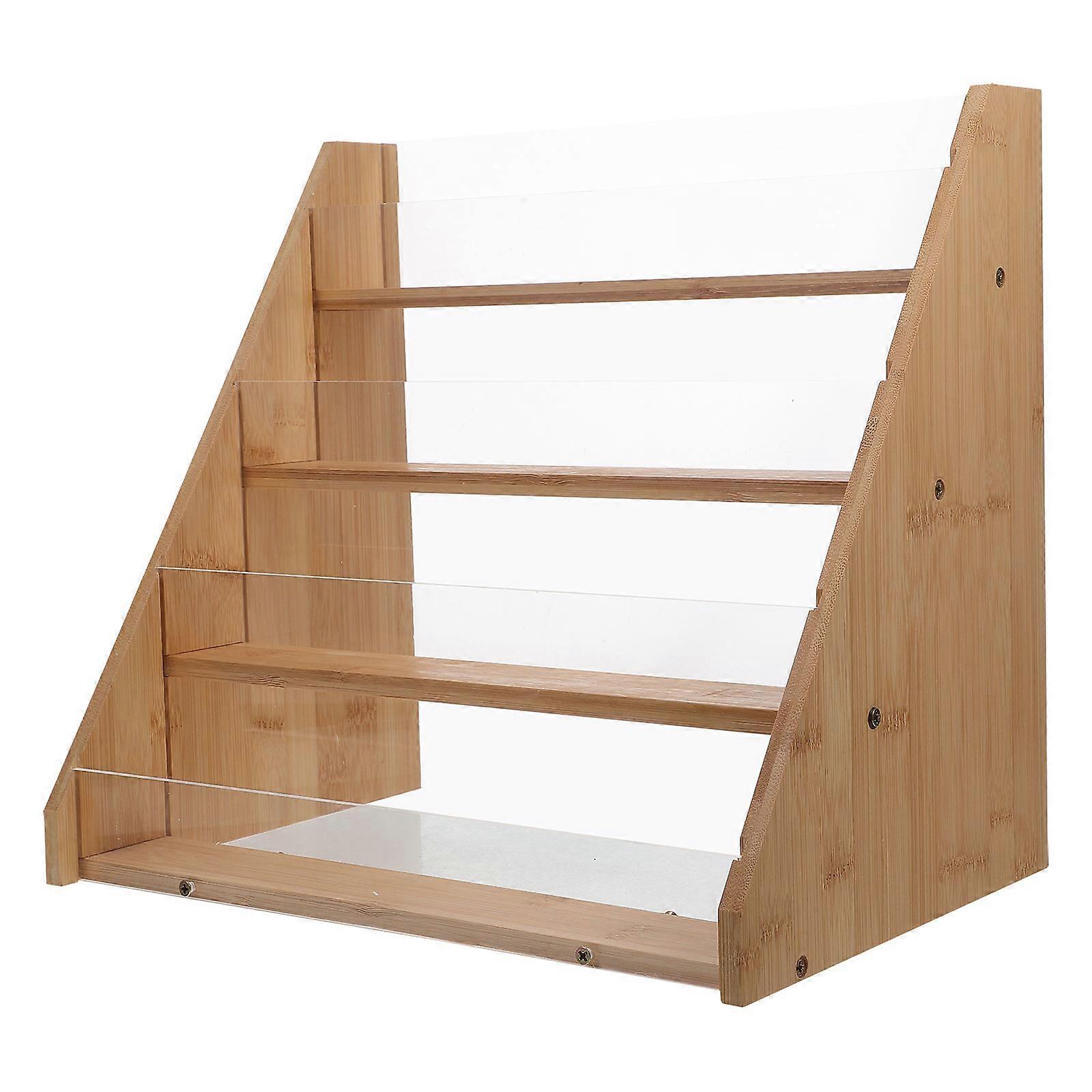 Greeting Card Display Stand Bamboo for Storage Tabletop Card Rack Organizer