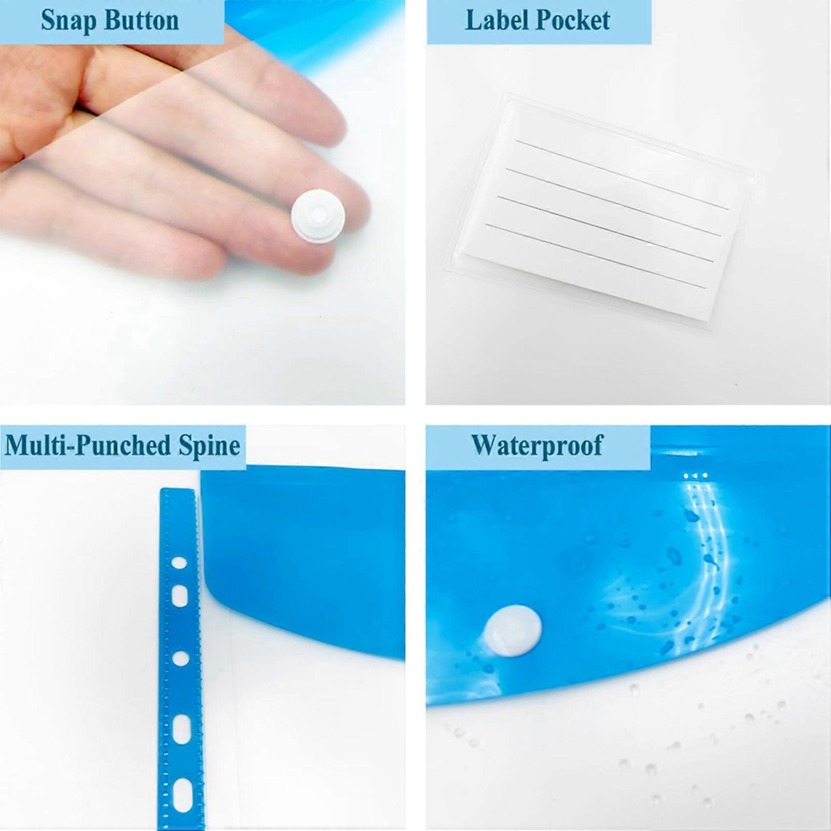 48Pack Plastic Envelopes, Binder Pockets for 3/4/11 Ring Binder,Expandable Document Organizer with Snap Button and Label