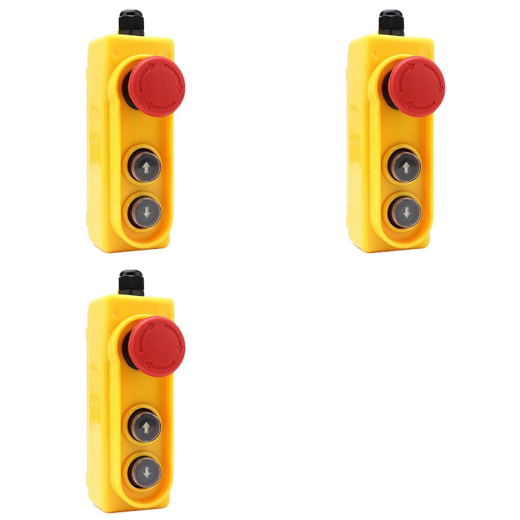 3X Rain Proof Lifting Button Box Emergency Stop Button Switch 2.2KW Direct Control Electric Hoist Switch 220V