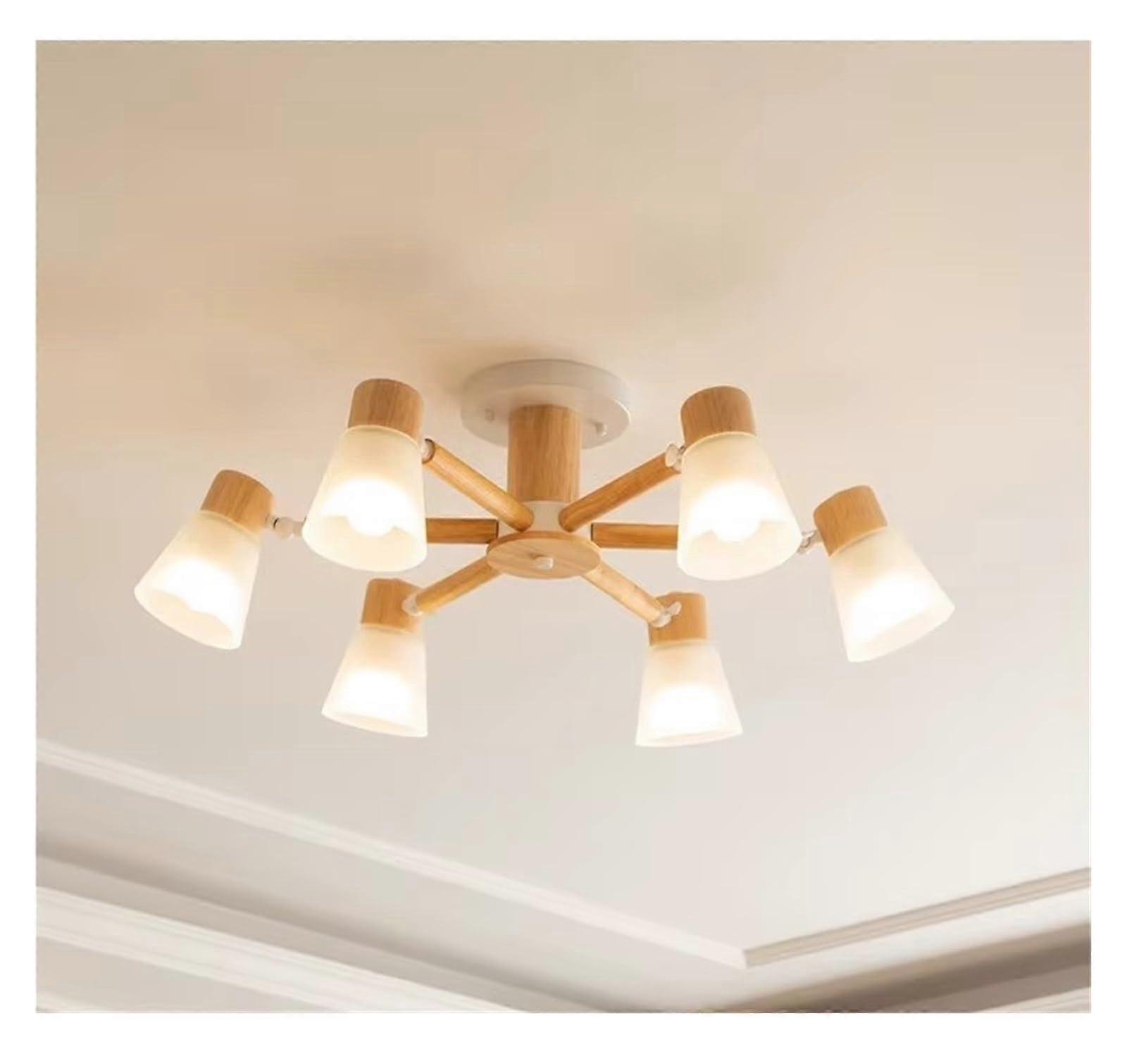 Nordic LED Modern Chandelier with Adjustable Rotating Design for Bedroom Dining Living Room White 6Light