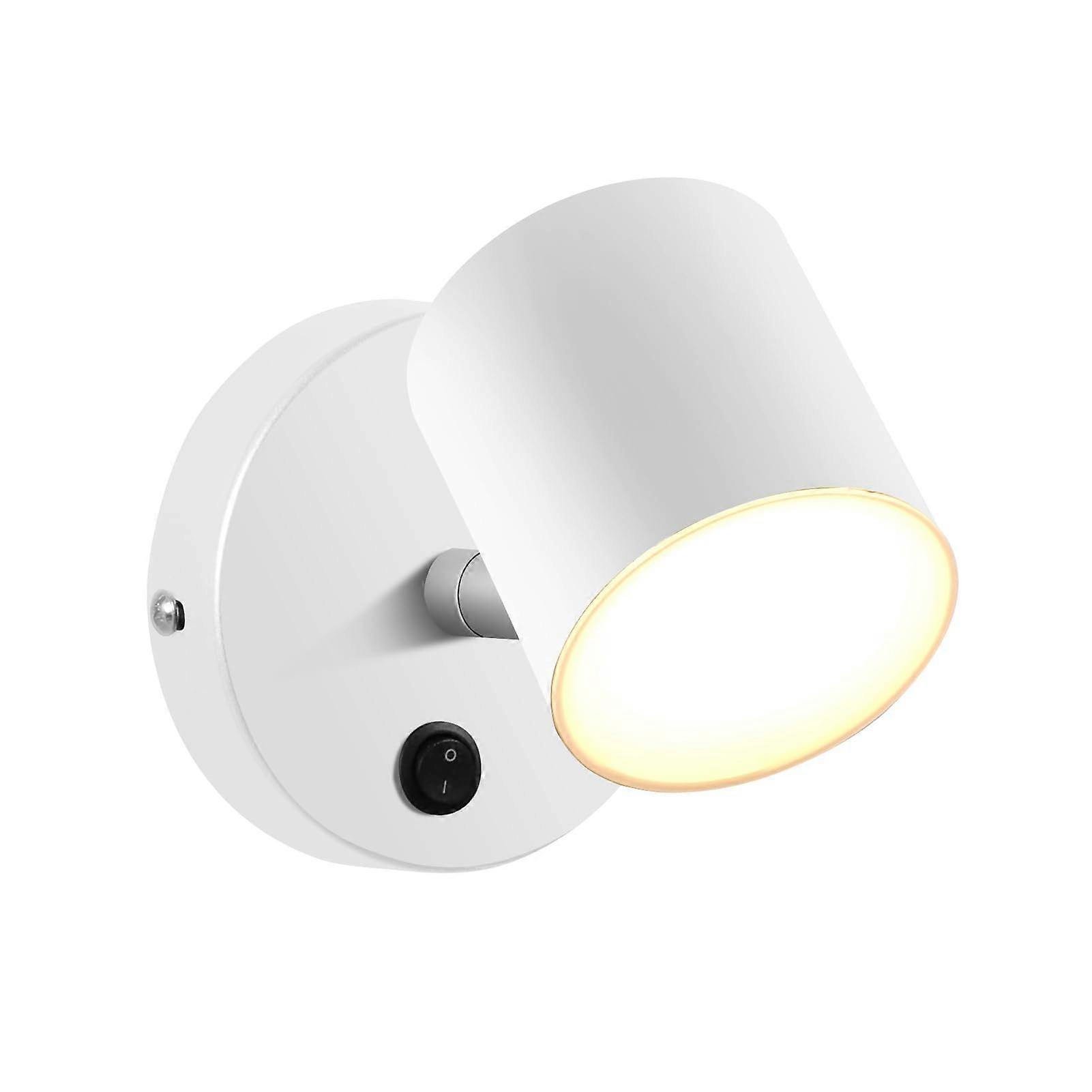 LED Wall Sconce with Switch, 360° Rotatable Modern Nordic Bedside Lamp, 7W Hardwired White 3000K