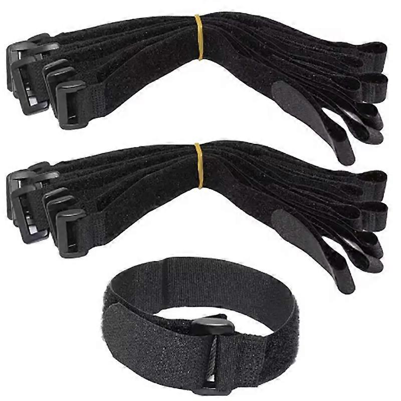 10Pcs Reusable Cable Straps Multipurpose Quality Hook and Loop Securing Straps Adjustable Cable Ties Black Nylon 2cm Width