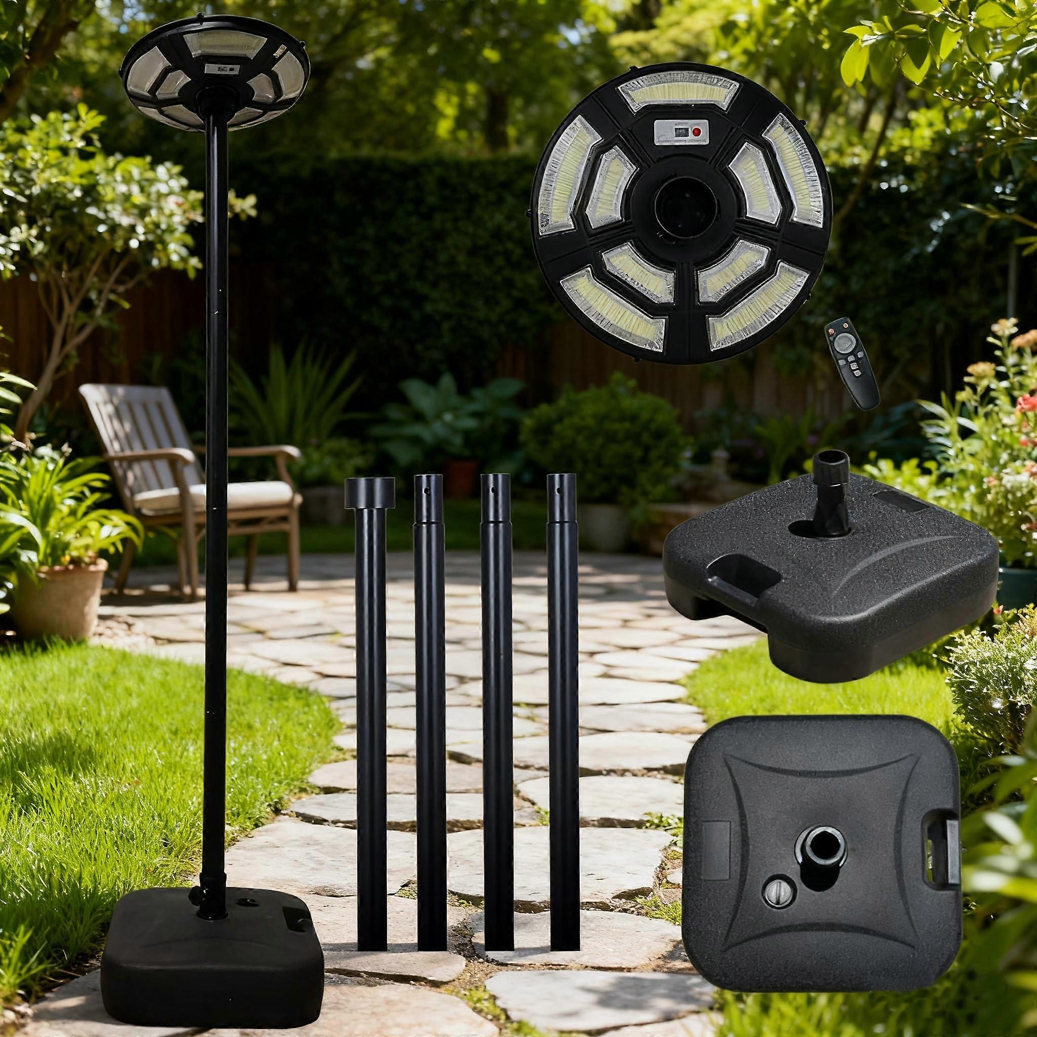 Solar Street Light with Pole and Remote, IP65 Waterproof LED, Adjustable Height, Auto Radar Sensor for Yard and Patio