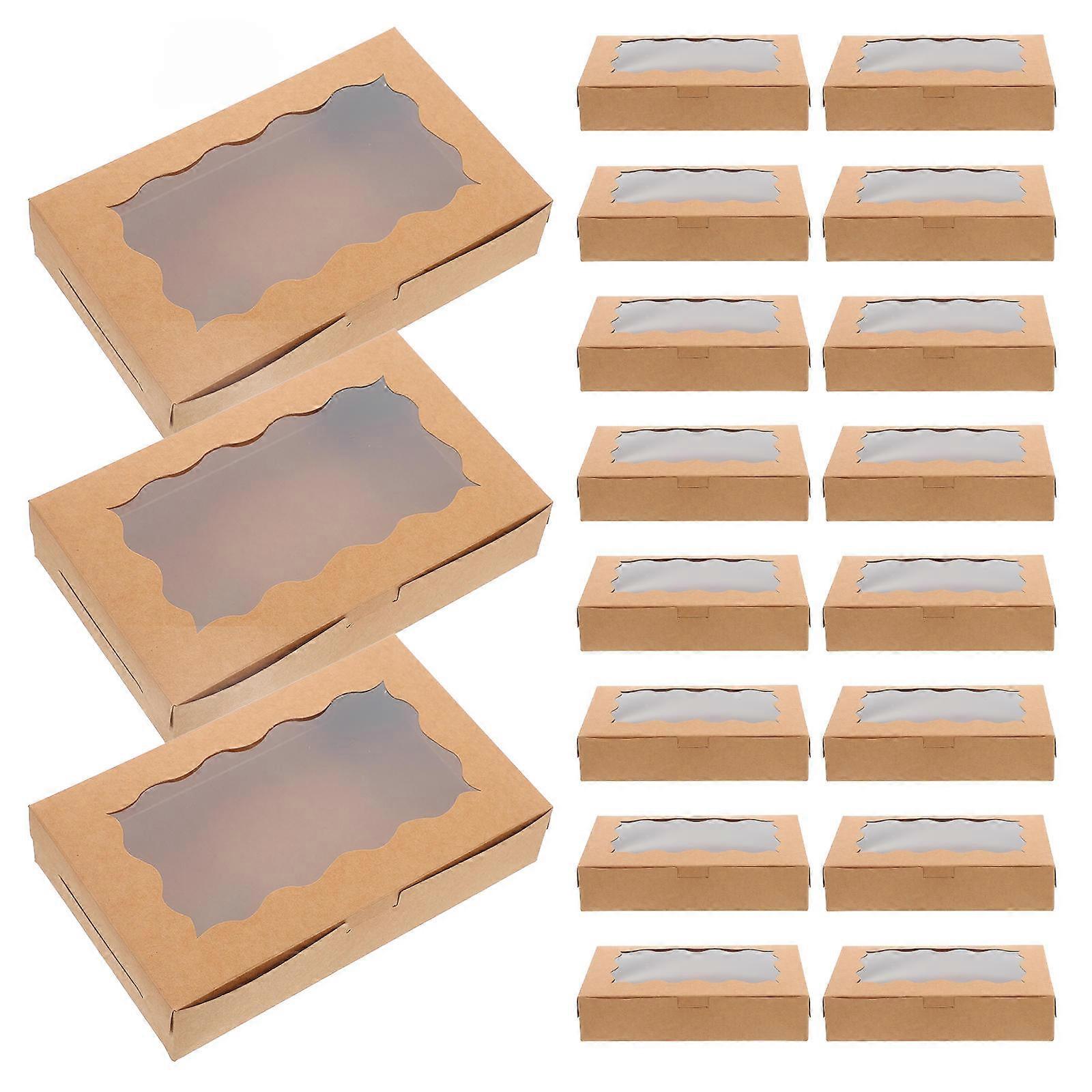 Brown Macaron Boxes Paper Dessert Packing Box for Storage 50Pcs