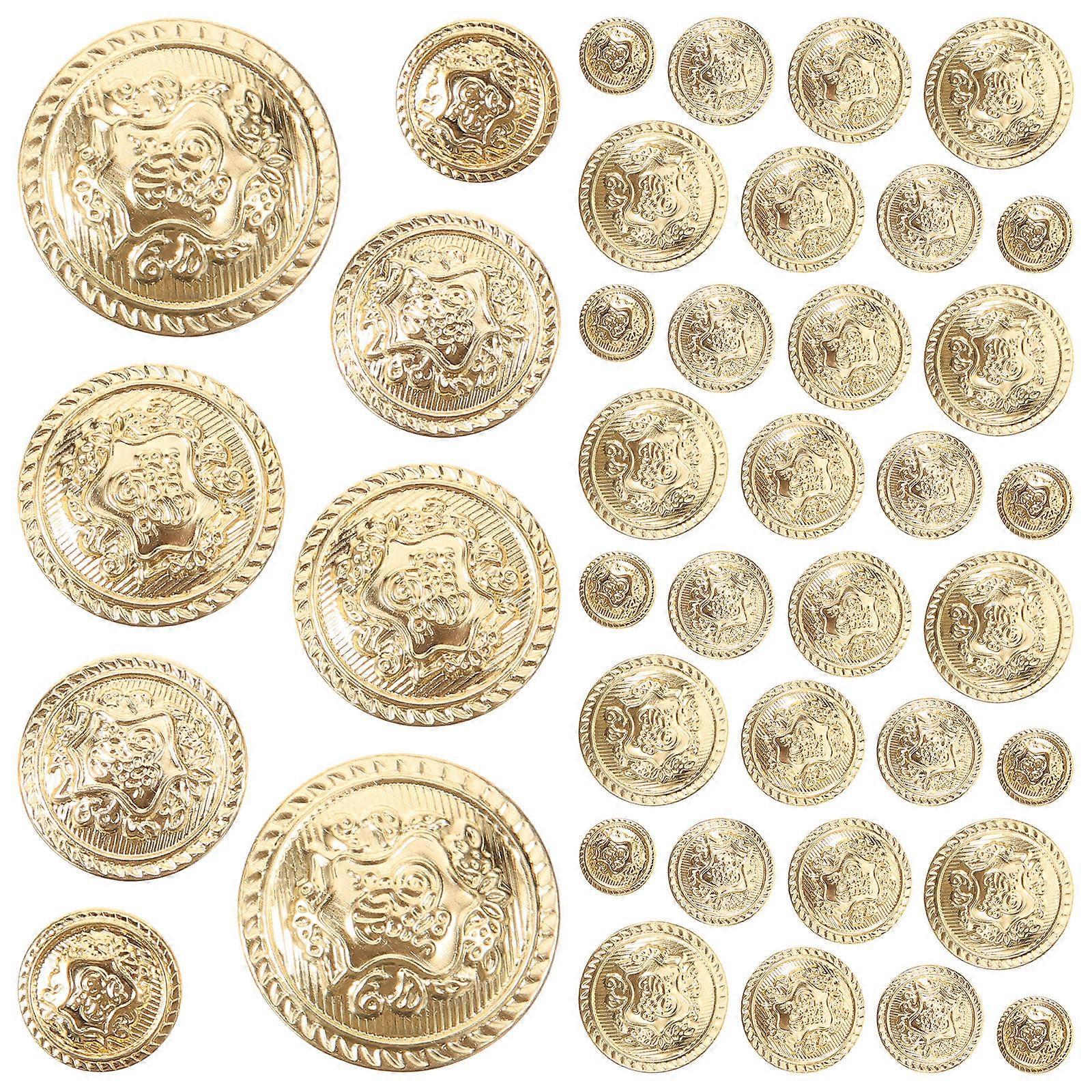 Golden Metal Buttons Round Vintage Buttons for DIY Use 40Pcs Set