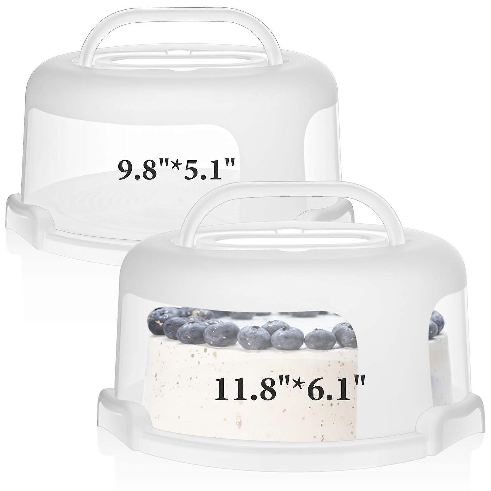 Cake Carrier Set with Lid and Handle, 10' and 8' Round Cake Storage Containers, Dual Size, White