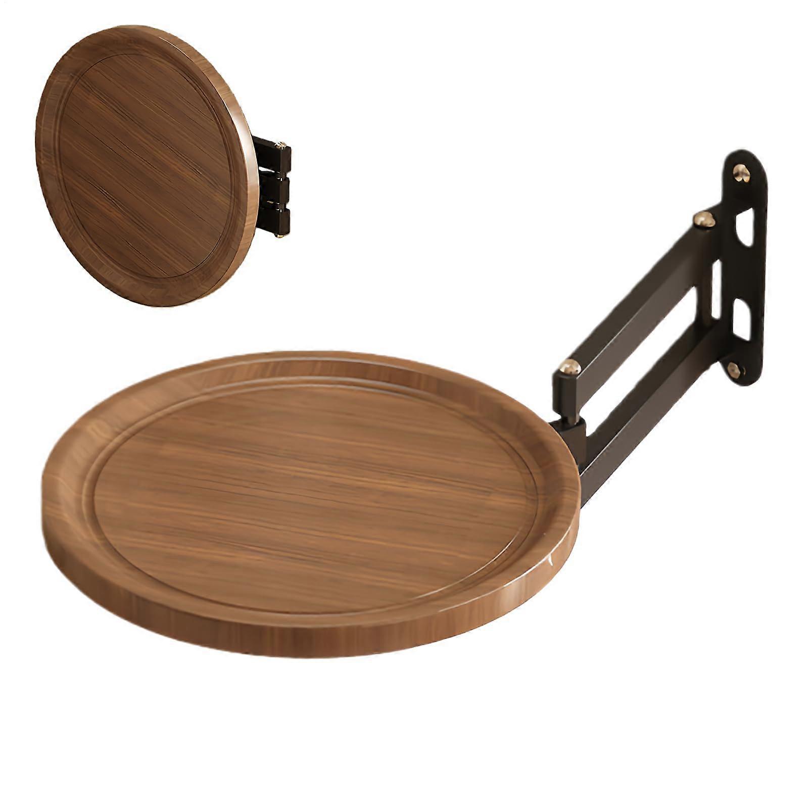 Wall Mounted Folding Table with Rounded Safety Edges, Strong Metal Frame for Small Spaces Black Walnut