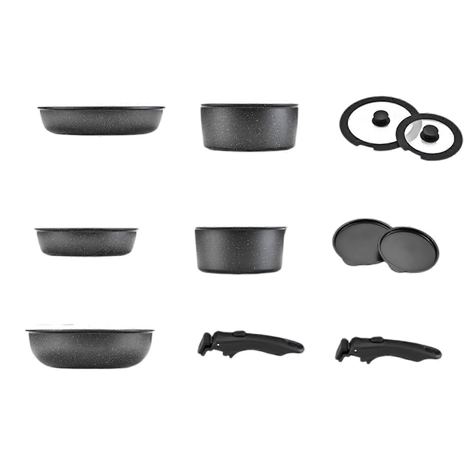 Nonstick Cookware Set with Removable Handles, Space Saving Pots and Pans for Small Kitchen