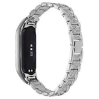 För Xiaomi Mi Band 7 Tre pärlor Rhinestone Decor Watch Band Metal Wrist Strap Replacement