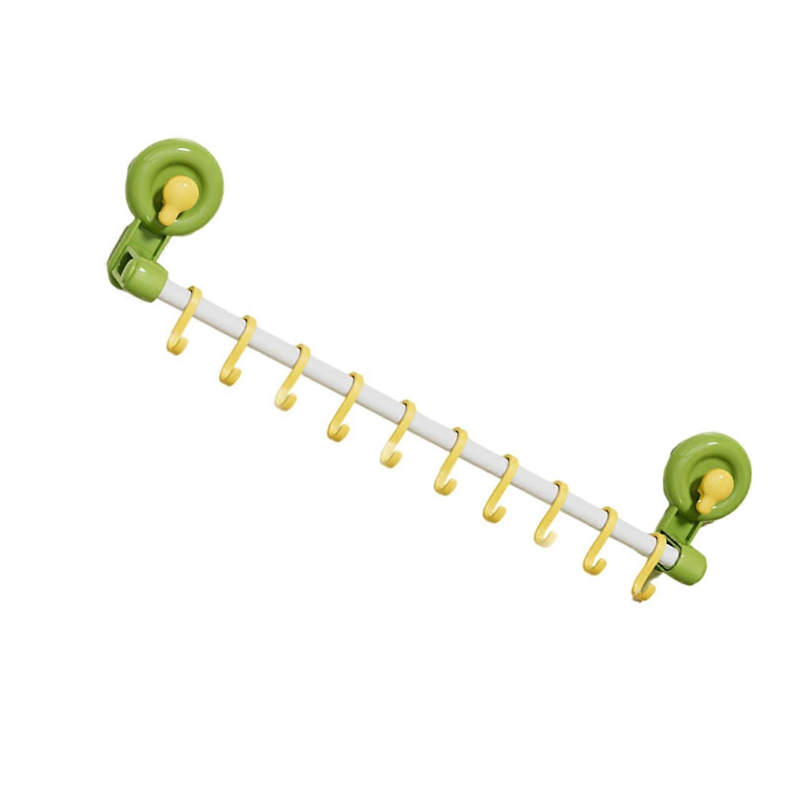 Adjustable Suction Cup Wall Hooks with Press Lock Adhesive and Slide Rail, Space Saving Green