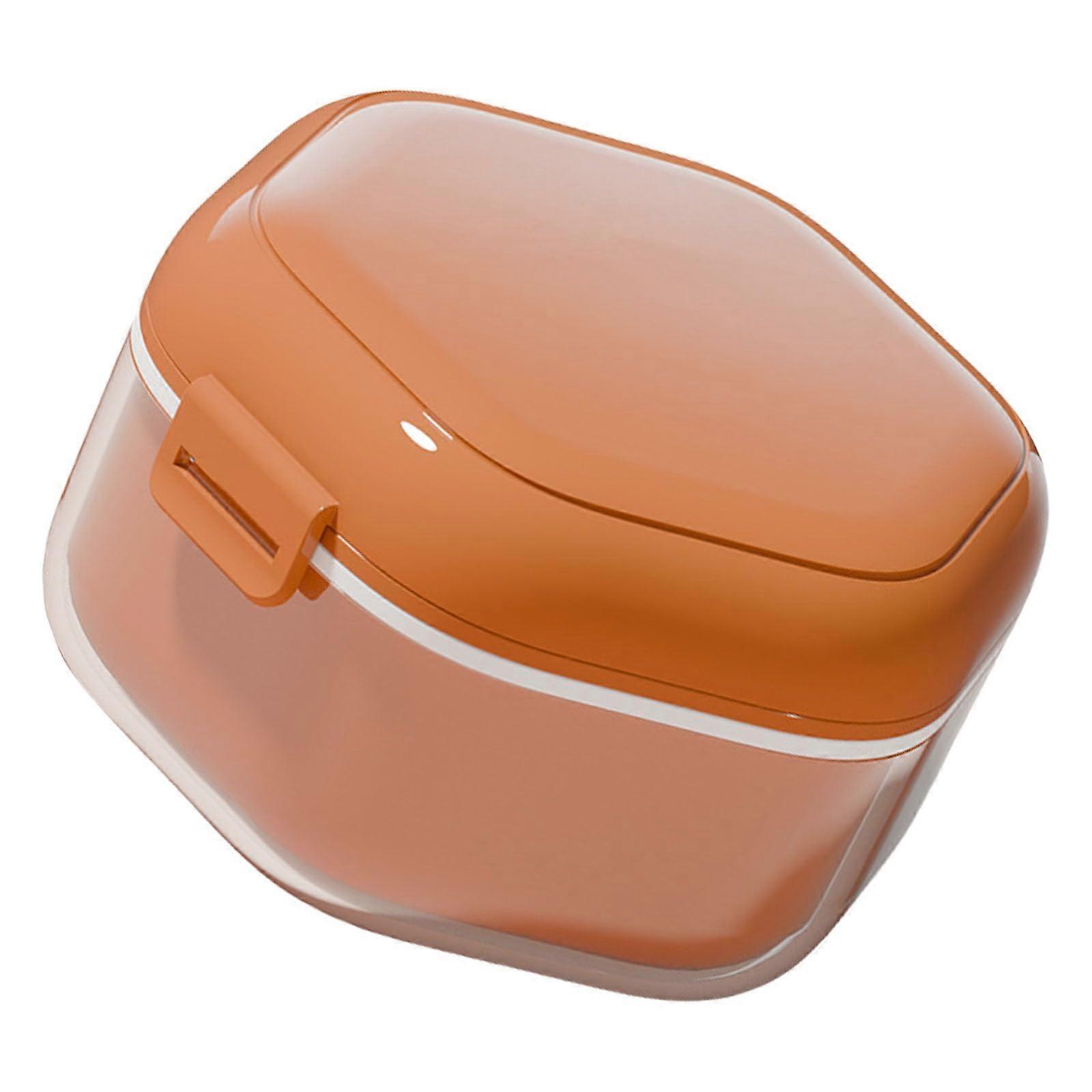 Denture Cleaning Case with Builtin Strainer, Travel Retainer Storage Box, Ventilated Design