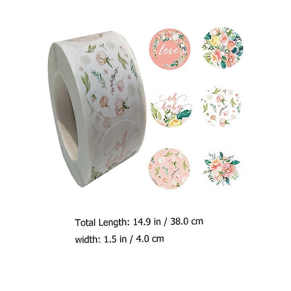 Self-Adhesive Sticker Label Gift Sealing Sticker Flower Pattern 500Pcs