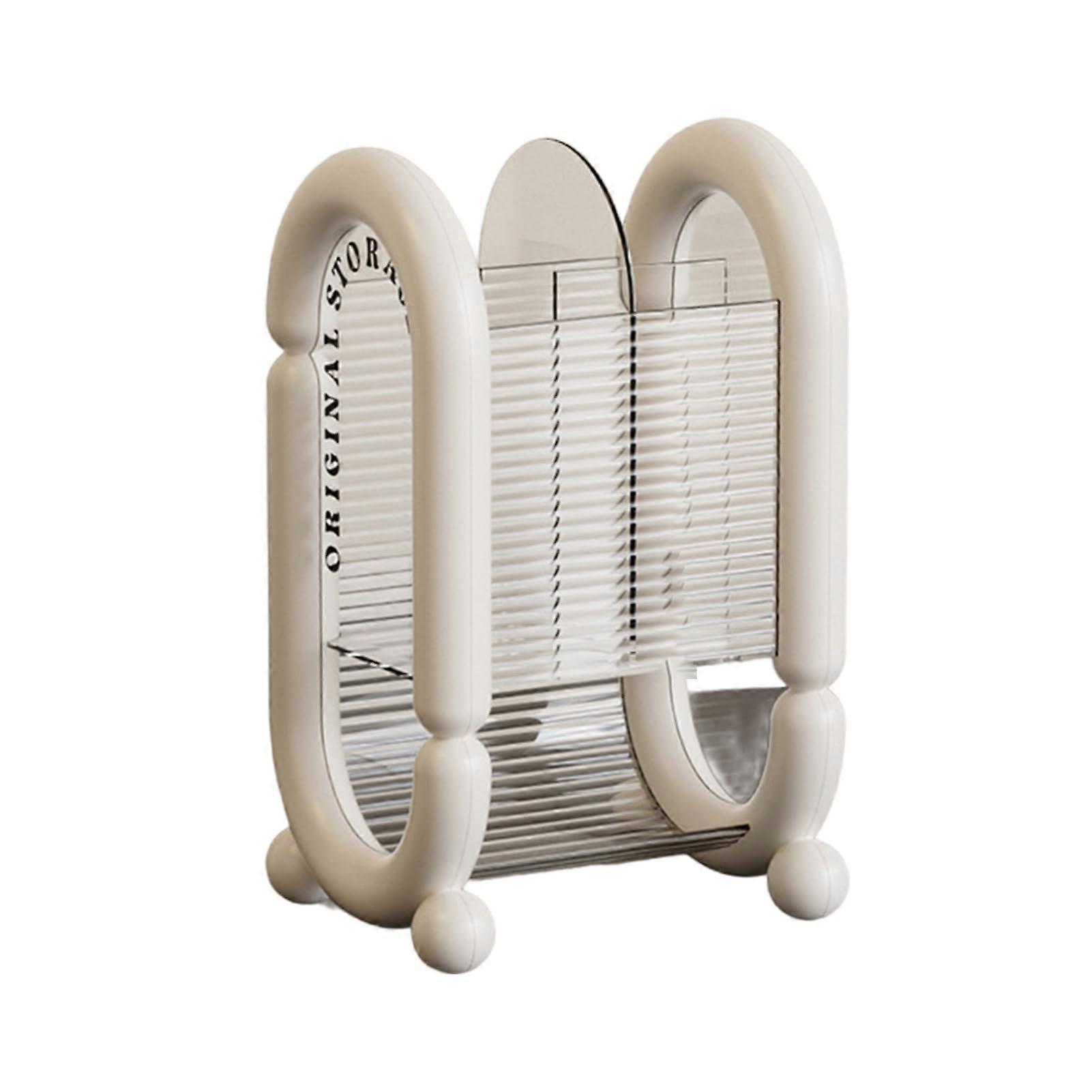 Makeup Brush Holder ABS Cream White Minimalist Makeup Organizer for Desktop Multifunctional Storage