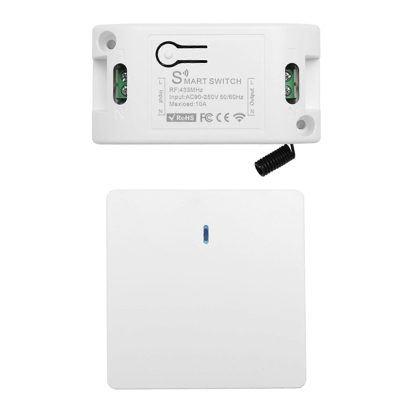 Wireless Smart Light Switch RF 433MHz Lighting Control Intelligent Switch AC 90-250V 10A Module( 1