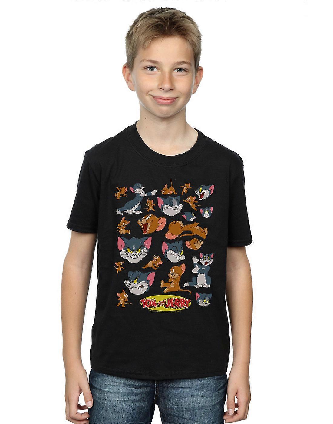 Tom And Jerry Boys Many Faces T-Shirt