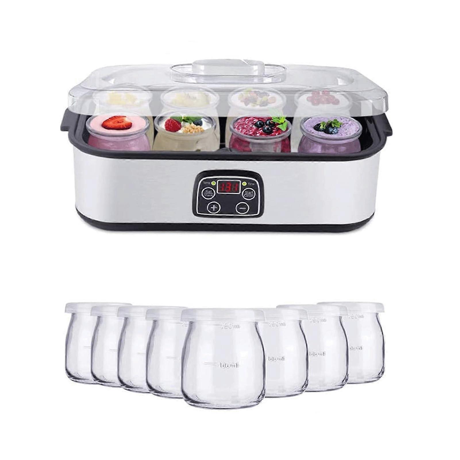 Yogurt Maker with Adjustable Time and Precise Temperature Control, 8 Glass Jars, Digital Automatic for Home Use