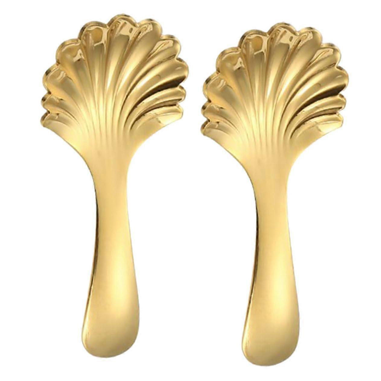 2pcs Stainless Steel Teaspoons ShellShaped Coffee Dessert Spoons Thickened Short Handle Kitchen Use