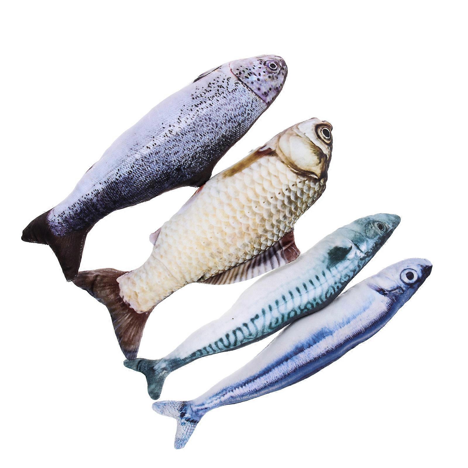 Kitten Toy Fish Shaped Cat Plaything for Molar Play 4Pcs Plush Set