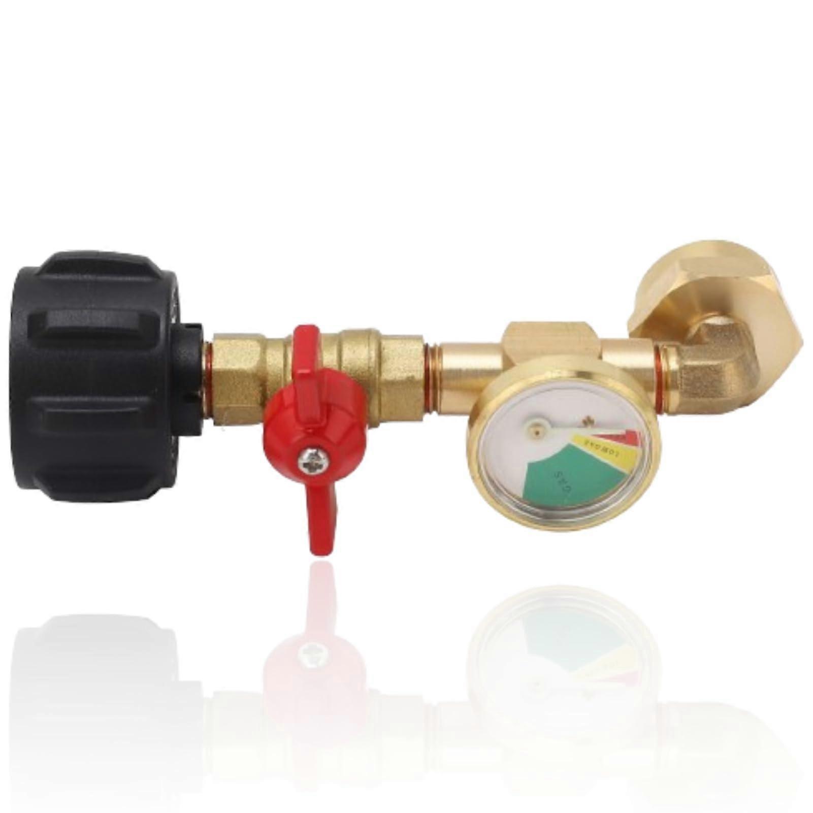 Propane Refill Adapter with Gauge and Control Valve for 1LB Tank QCC1 Solid Brass LeakProof