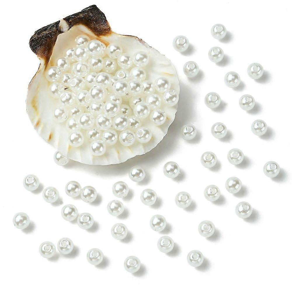 Plastic Imitation Pearl Round Beads White 6mm Hole: 1mm