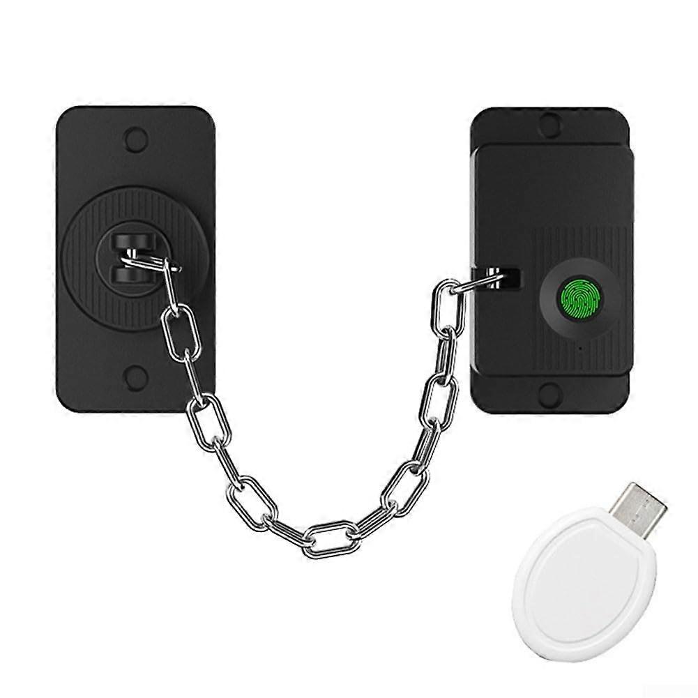 Fingerprint Door Lock Smart Child Safety Window Lock TypeC Fast Charging Adjustable Ventilation Limit Black