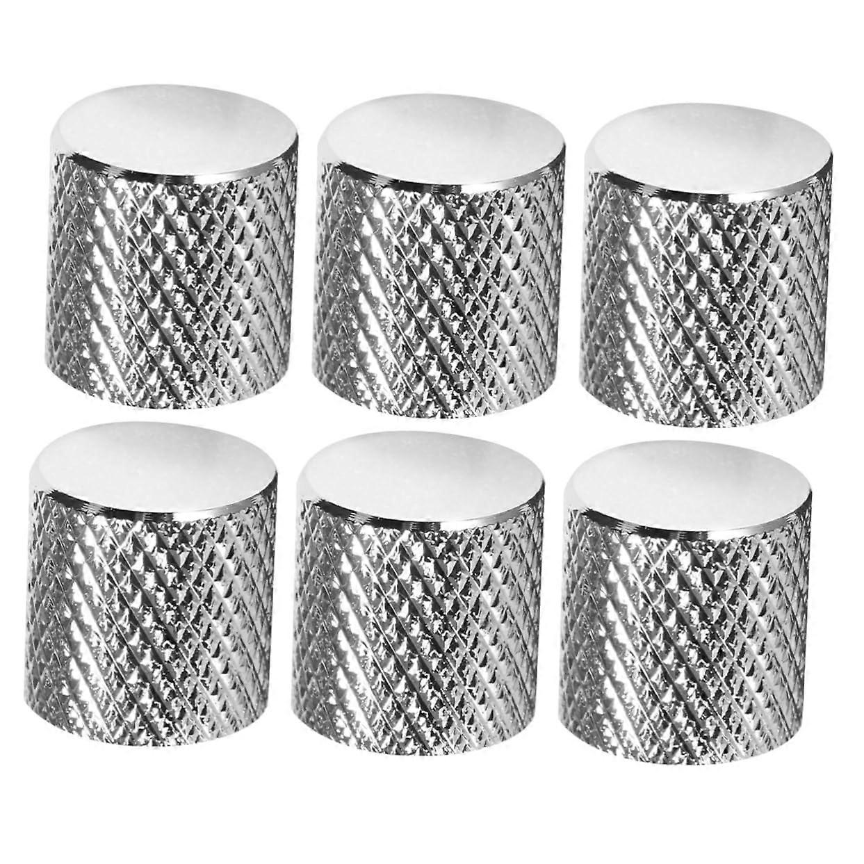 6pcs Electric Guitar Knobs Chrome Flat Tone Knobs for Bass Guitar Replacement with Split Shaft Pots