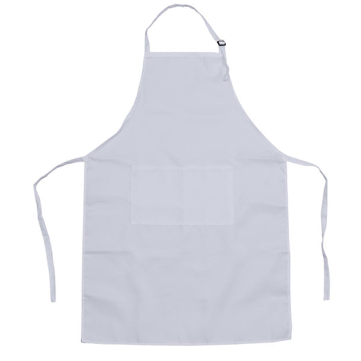 Adjustable Bib Apron with 2 Pockets for Kitchen Use White