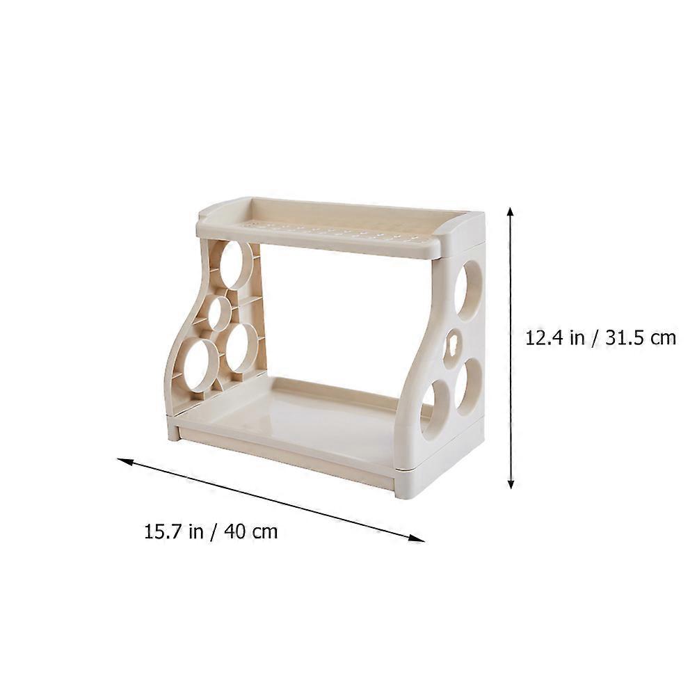 Kitchen Utensils Storage Rack 1Pack Double-Layer Kitchenware Rack Beige Kitchen Cookwares Home Kitchen Use Utensils Storage