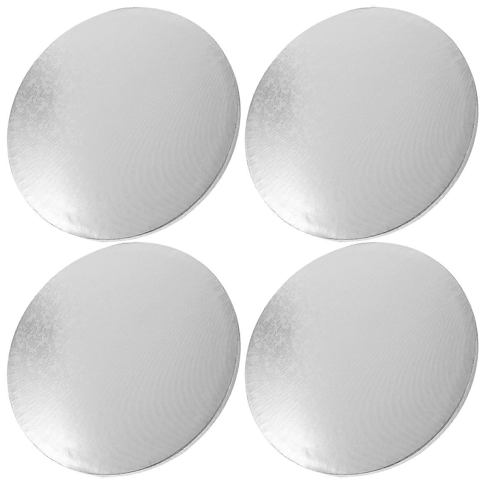 Silver Cake for Baking 4Pcs Foil Corrugated Paper Cake Drum