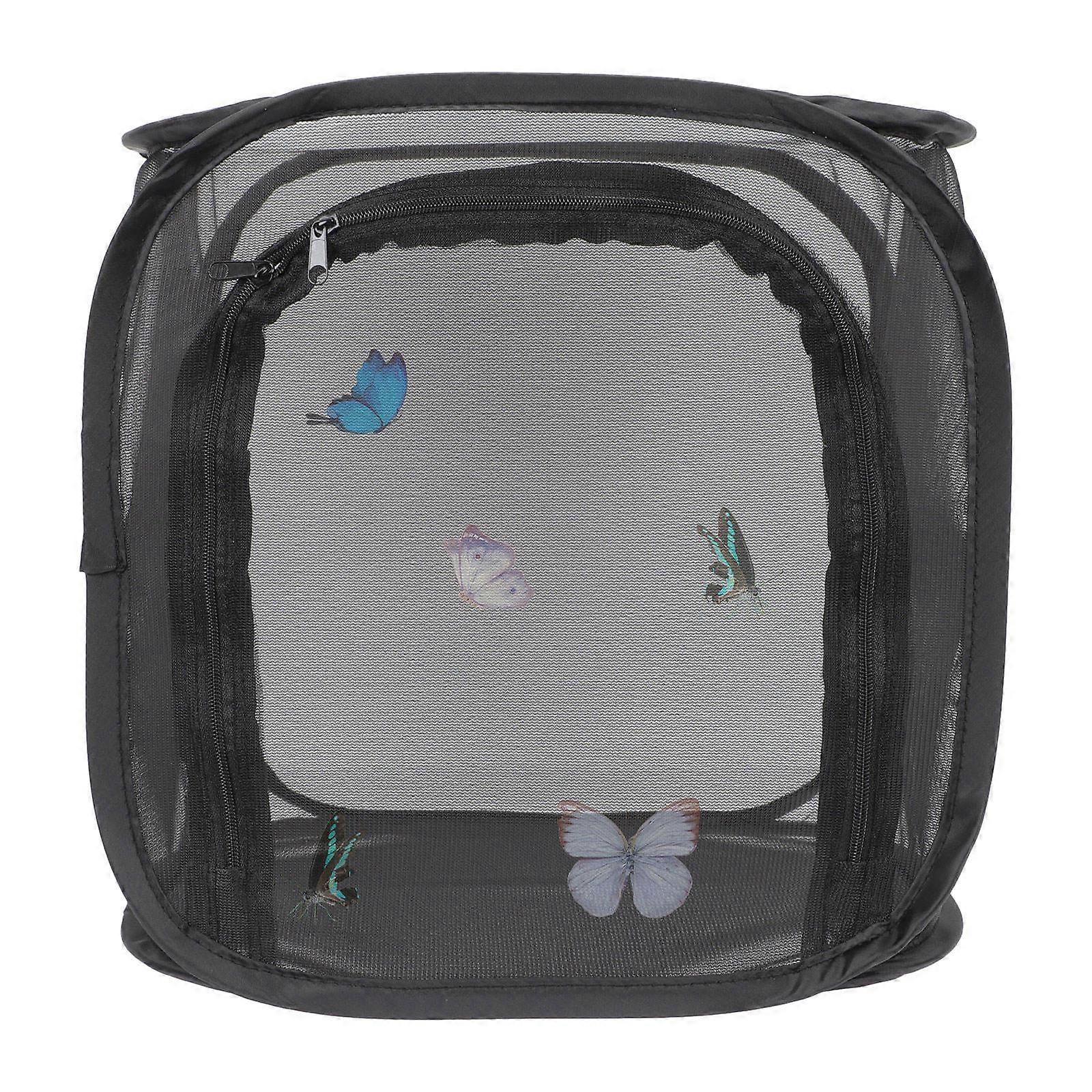 Breathable Insect Cage Black for Breeding Observation 4Pcs Set