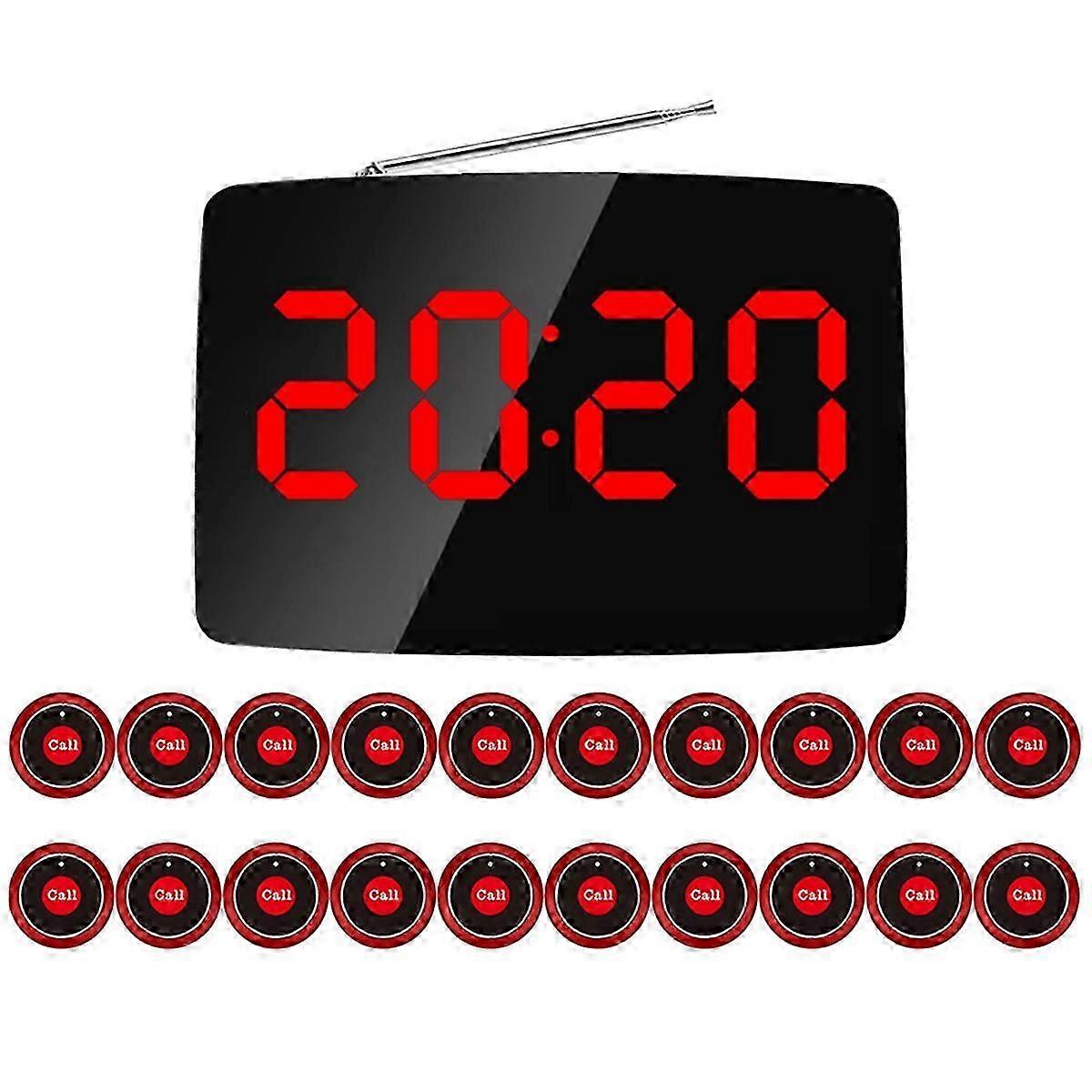 20 Call Button Wireless Pager System LED Display for Restaurant Bar