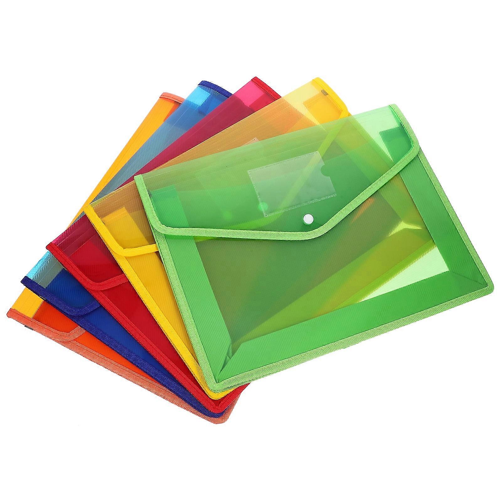 5pcs A4 Polypropylene Document Folder Clear Document Envelope Folder with Snap Button