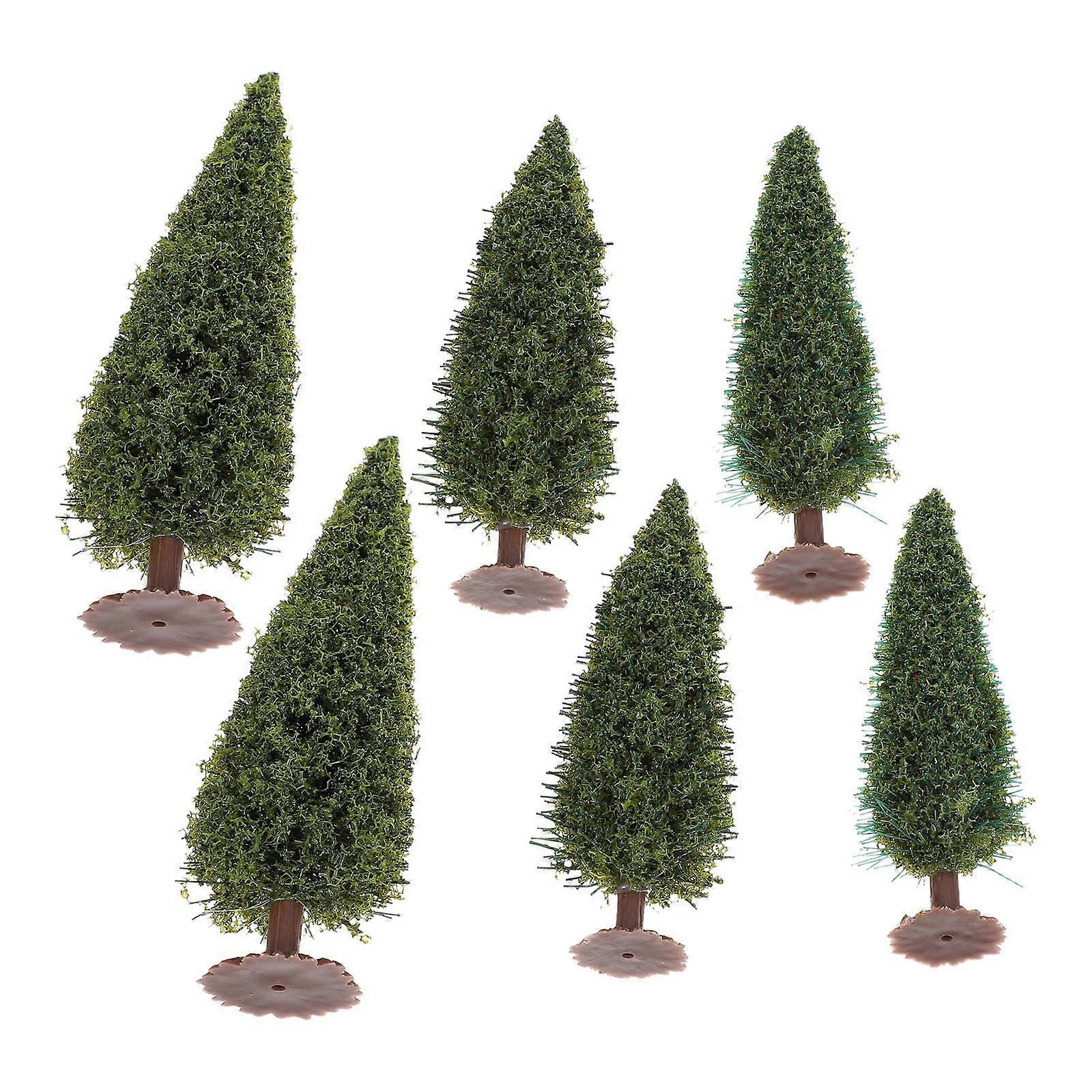 Train Scenery Tree Model Pine Tree Figure for Landscape 6Pcs Green