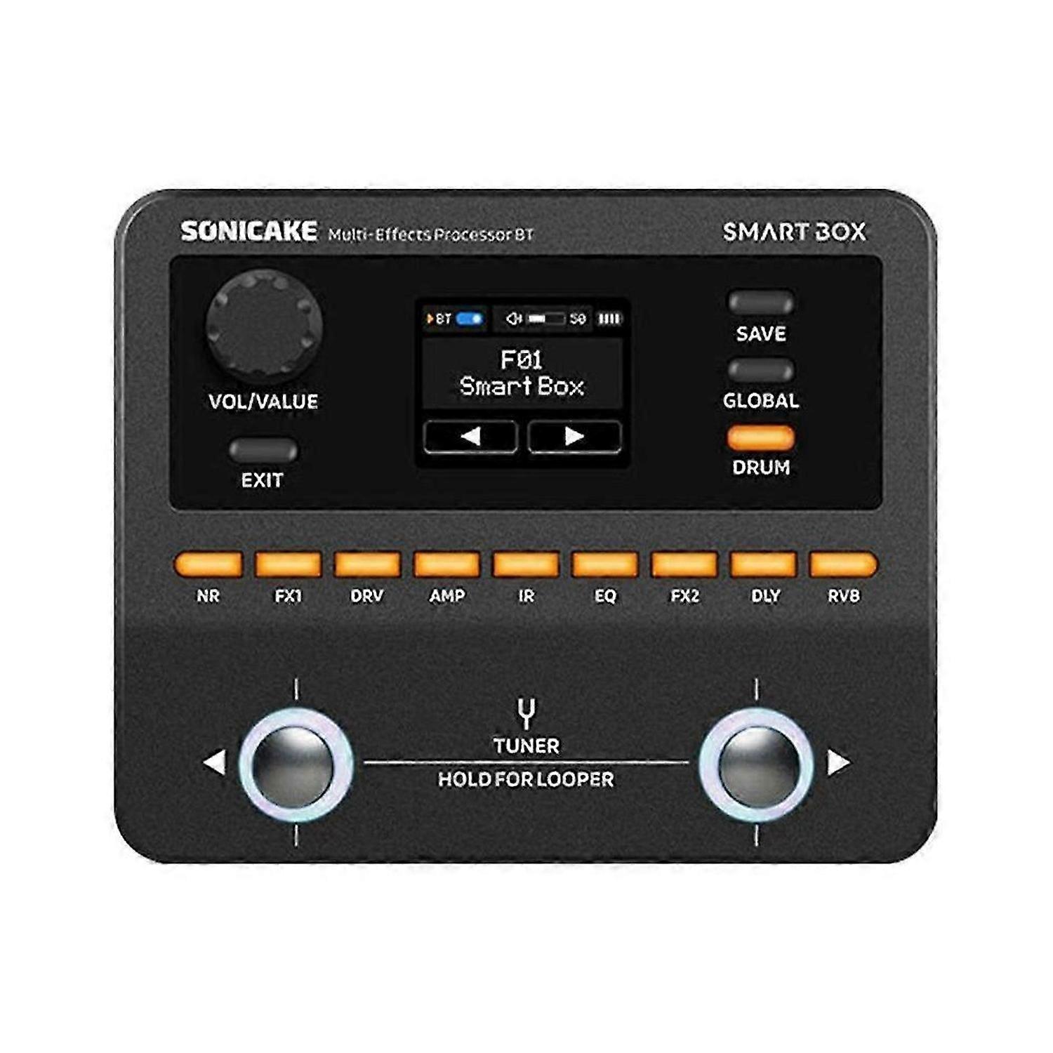 Sonicake Smartbox Digital Multi-Effects Processor Elguitar Effektpedal, Bluetooth Bas, Trommemaskine, Intern Optagelse