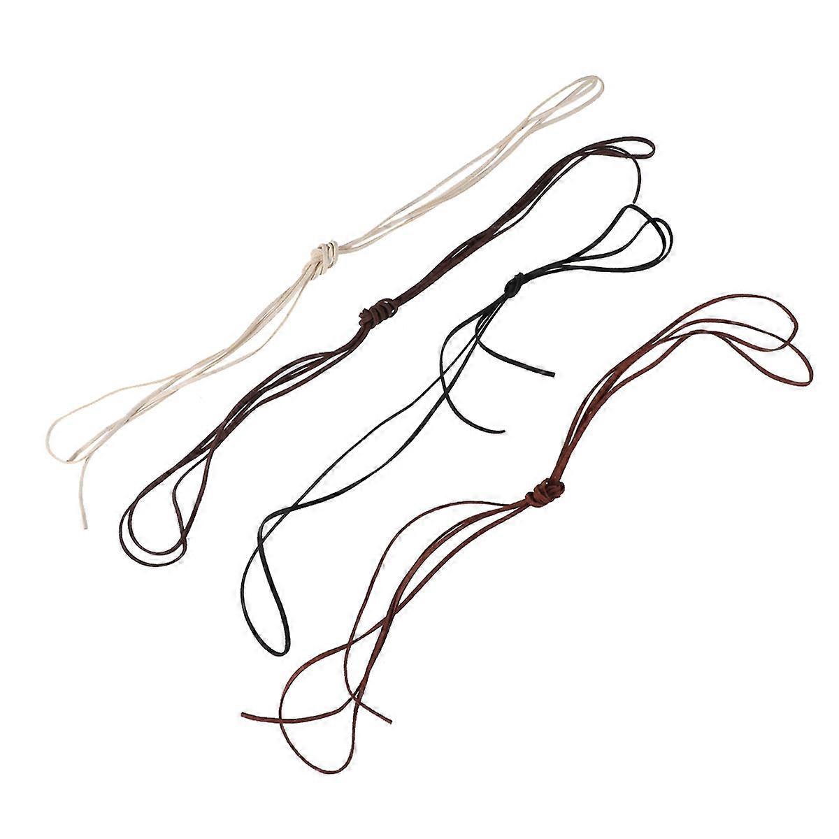 Synthetic Suede String Crafts Necklace Strap Light Coffee 4Pack