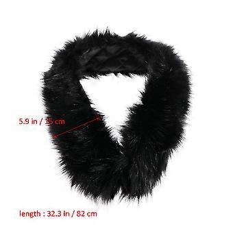 Bufanda sintética elegante con cuello de invierno para mujer, bufanda negra cálida.