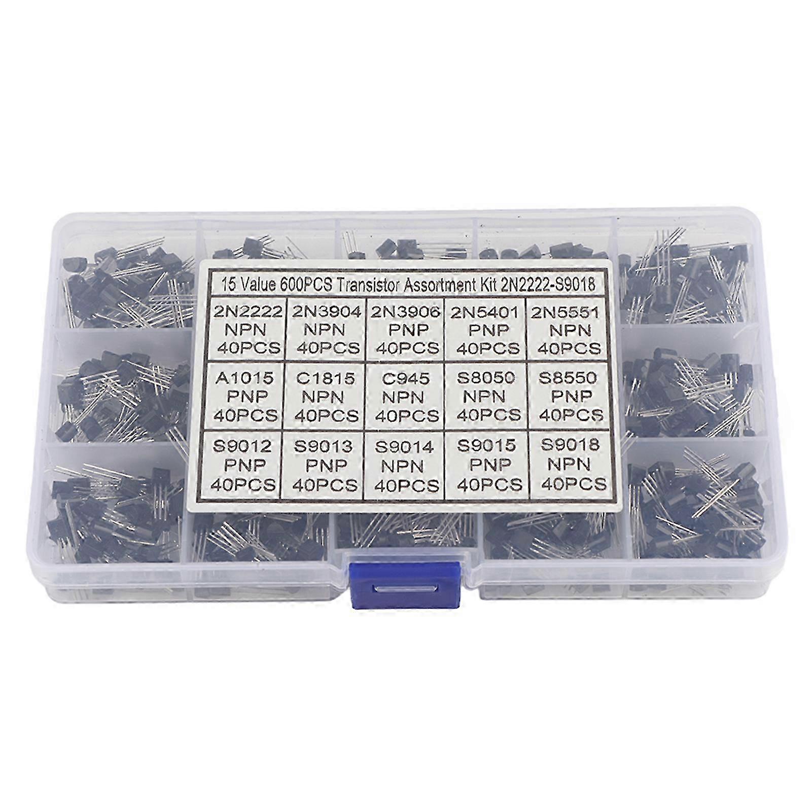 600Pcs 15 Types Mixed Transistors TO?92 Assortment Transistor Box Kit