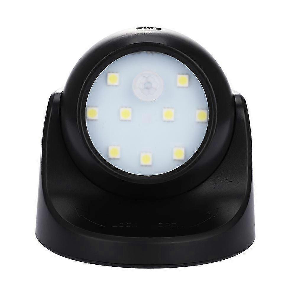 Battery Powered Motion Double-sensor Light Touch LED 360 Degree Rotation Lamp(Black)