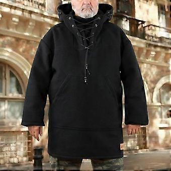 Men's XXXXXL Warm Wool Hoodie Pullover Viking Lace Up Thicken Anorak Medieval Coats