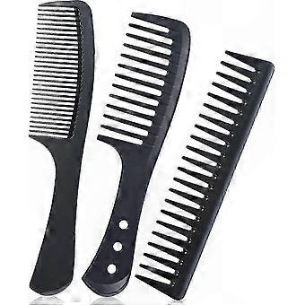 Wide-Tooth Heat-Resistant Styling Comb for Curly or Long Hair, 3-Pack Professional Carbon Combs for Wet and Dry Use