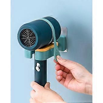 Supporto per asciugacapelli verde, supporto per asciugacapelli a parete, supporto girevole a 180 gradi, supporto per utensili da bagno, con cinghia di fissaggio in silicone, per capelli Dr