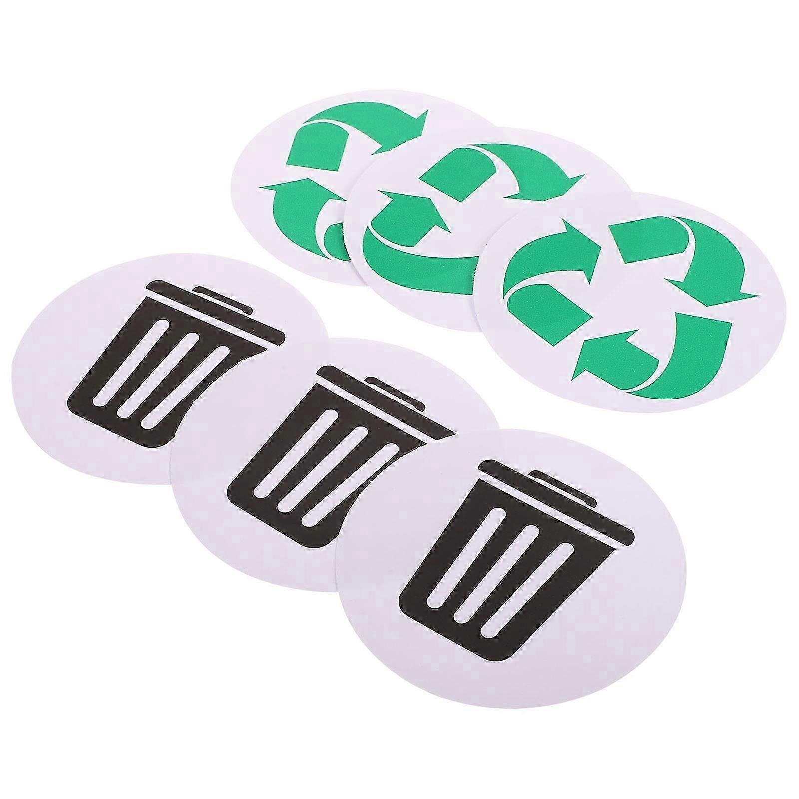 Garbage Classification Stickers for Recycling Function 6Pcs Assorted Color PVC