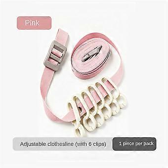 Portable clothesline clip for travel, outdoor clothesline without drilling, adjustable rope, outdoor portable drying rope, pink adjustable