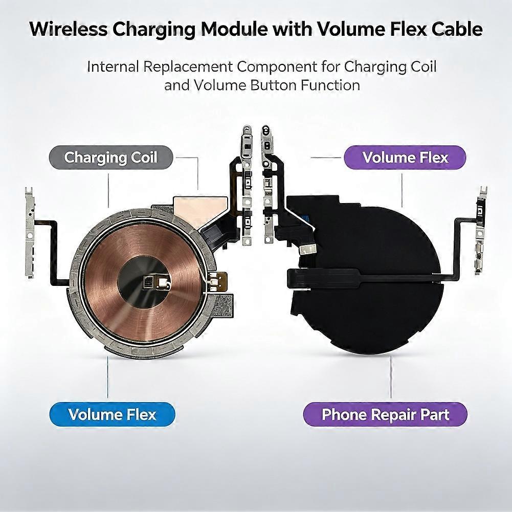 Wireless Charging Module for IPhone 14 Pro, Including Volume Flex Cable, Mute Switch Flex Cable, and Sensor Sticker, 1PC